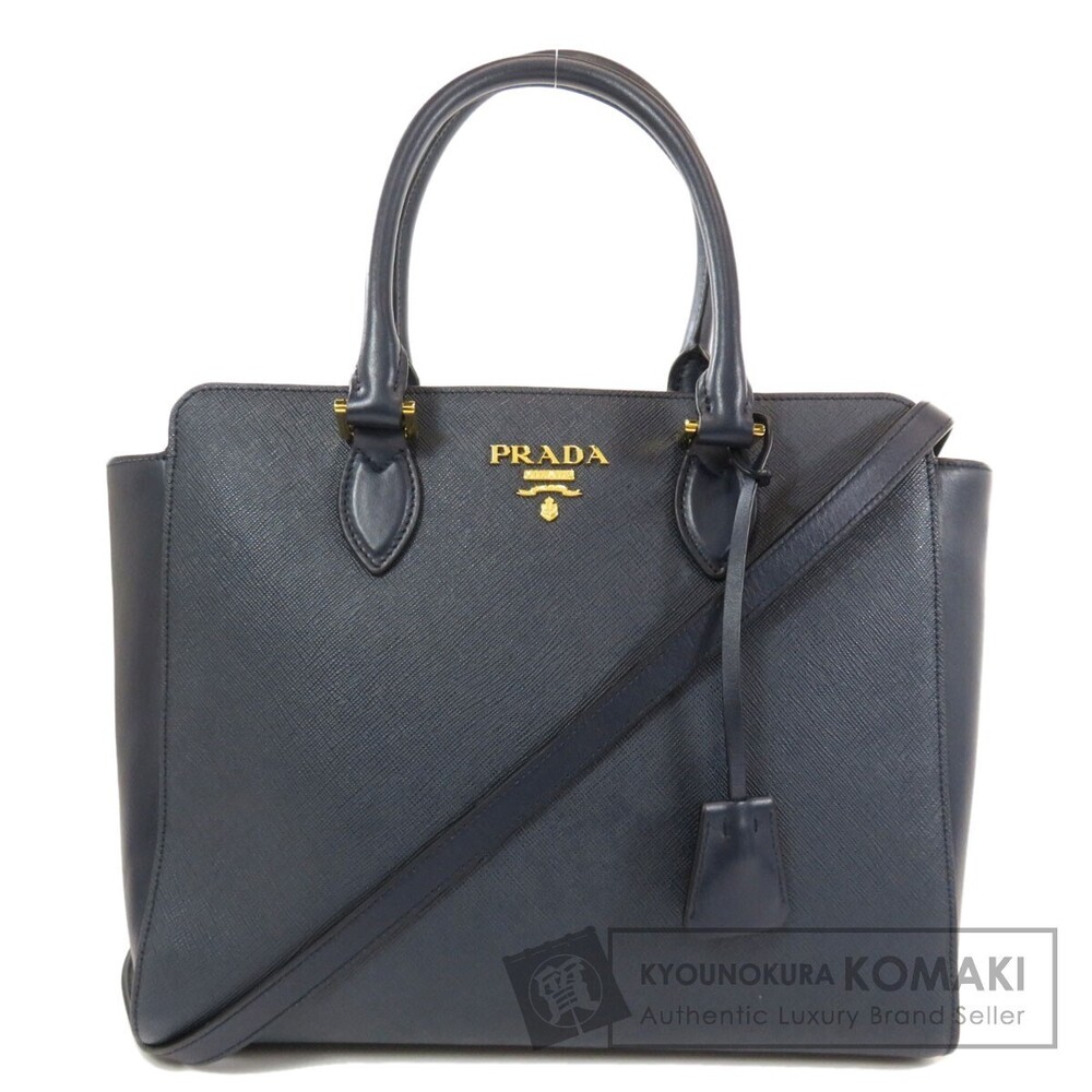 Prada Logo Saffiano Handbag Leather